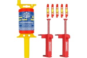 LURKA Mason Line String #18 with Pair of Brick Liner Runners & 5 Line Levels,540 Ft Braided Nylon Line, High-Visibility Orange Construction String for Bricklaying, DIY, and Outdoor Projects