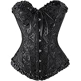 Bustier Corset Top for Women | Overbust Lace Up Waist Cincher Lingerie Bodyshaper Top