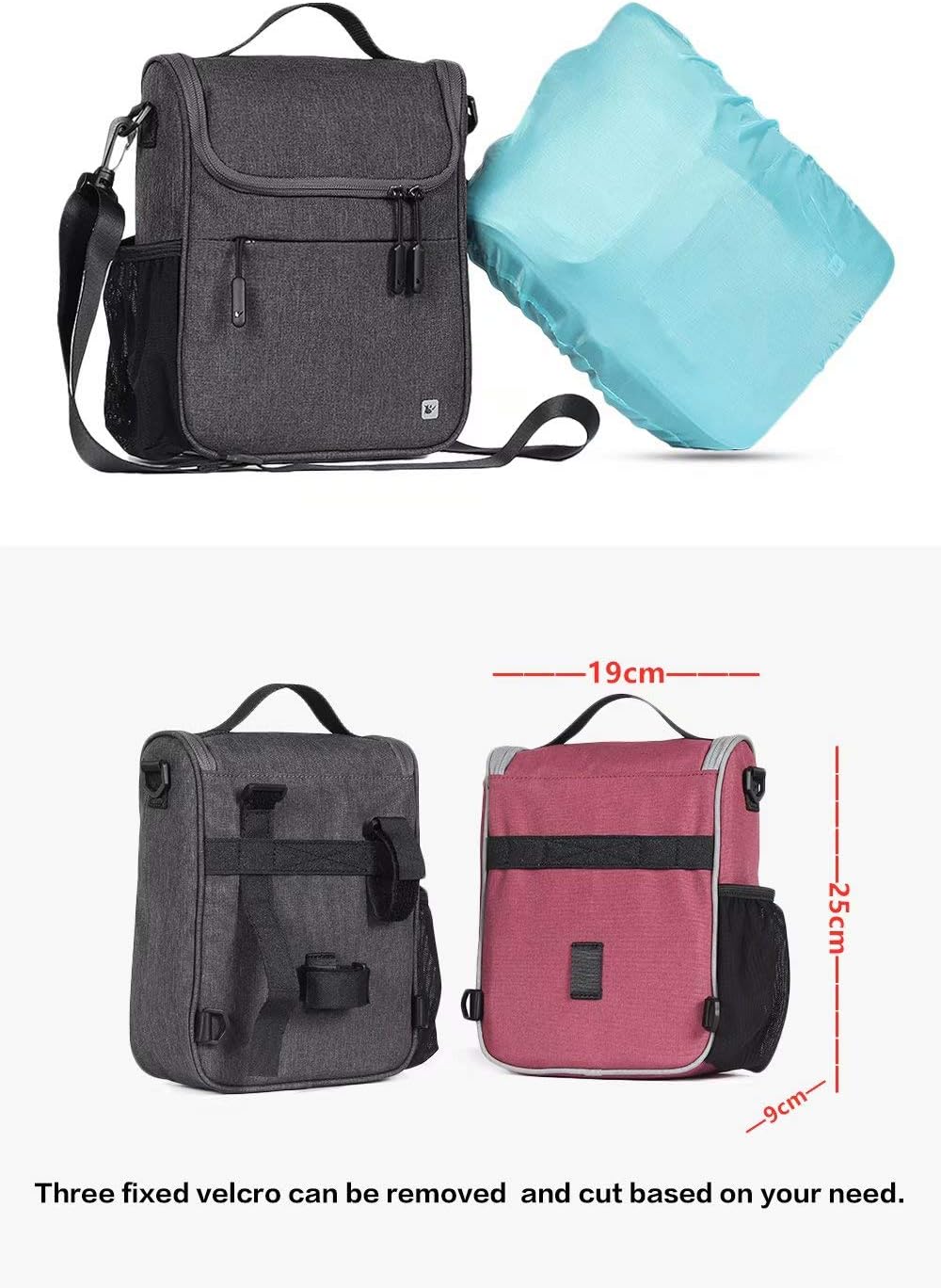 Rhinowalk Bike Handlebar Bag Multifunction Bicycle Front Tube Bag with Shoulder Strap Raincover, Grey : Sports & Outdoors