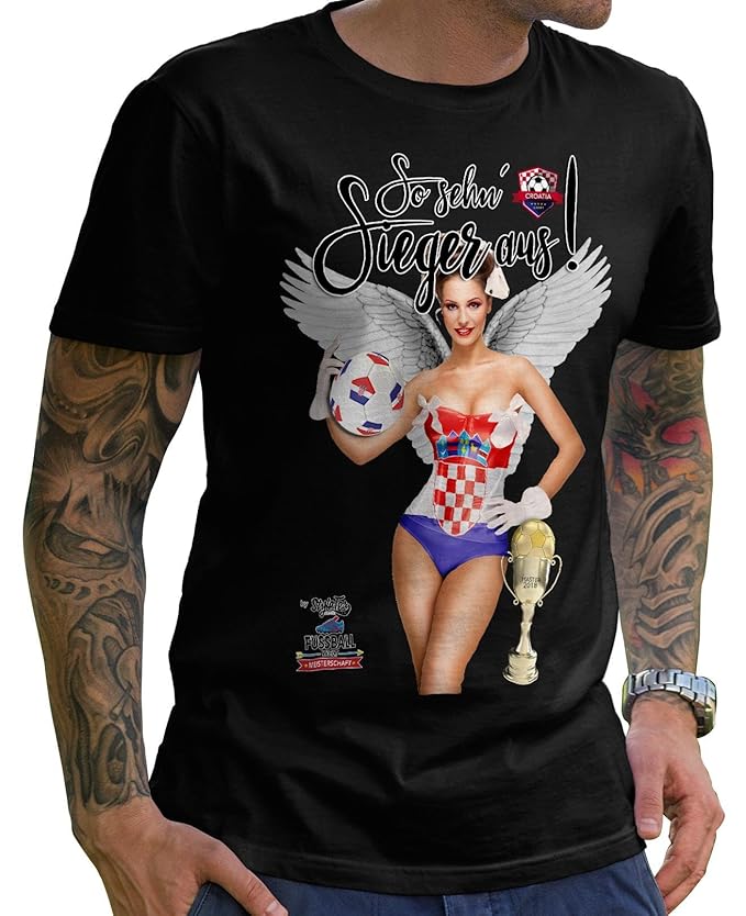 Stylotex Herren T-Shirt Basic So sehn Sieger aus Girl Croatia Hrvatska Kroatien