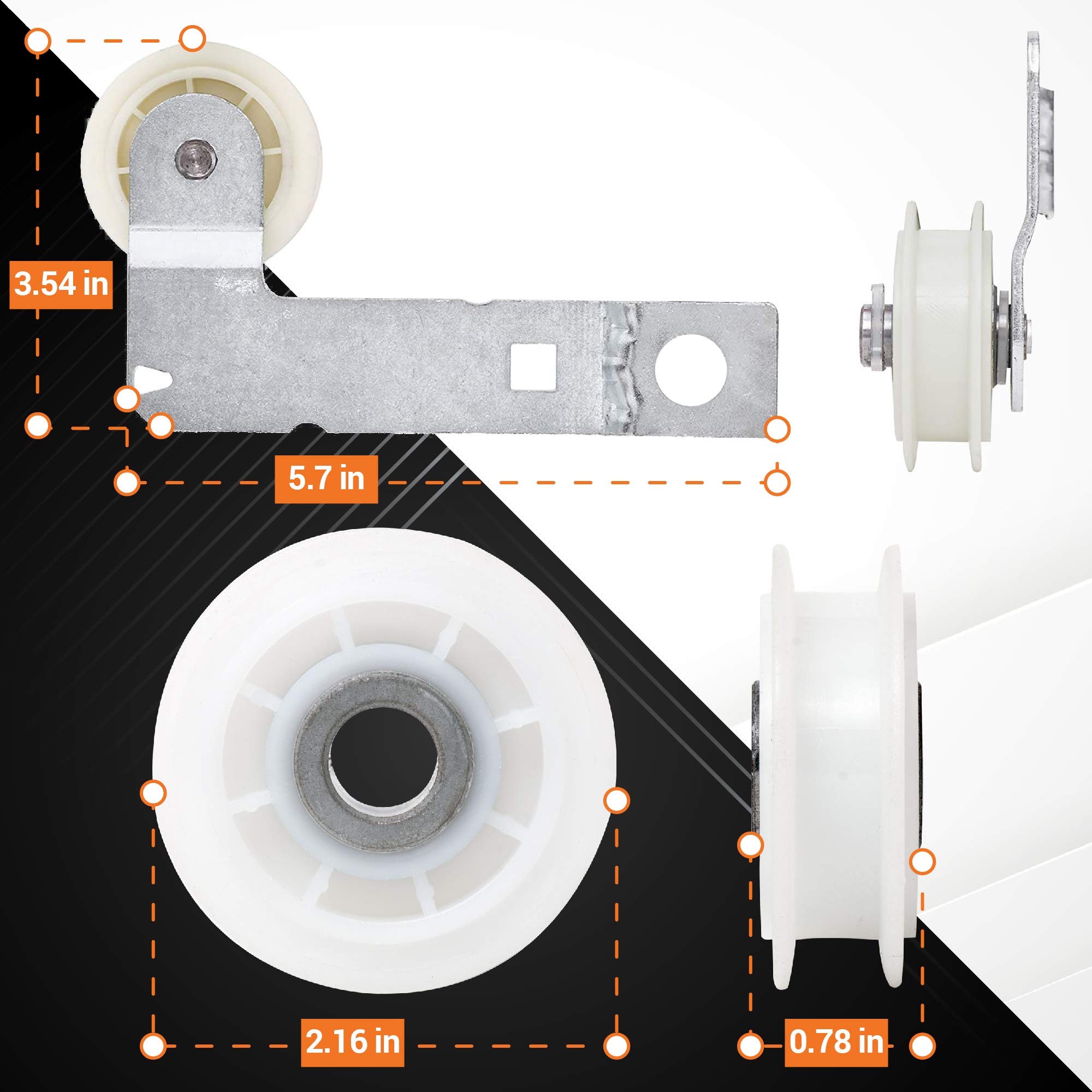 BlueStars 661570V 661570 & 279640 & W10837240 Dryer Drum Belt Idler Pulley and Pulley Kit - Compatible with Whirlpool Maytag Kenmore Dryers WED9200SQ0 WED5600XW0 WED9200SQ0 GEW9250PW1
