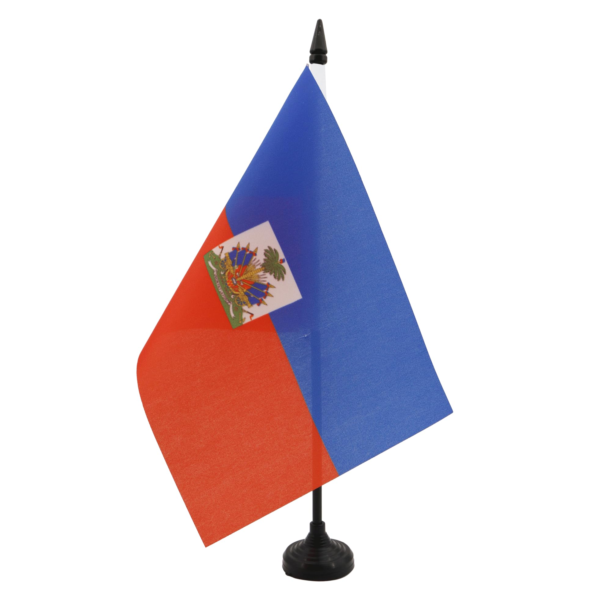 AZ FLAG Haiti Table Flag 5'' x 8'' - Haitian Office Decoration 100% Polyester 21 x 14 cm - Mini Desk Flag with Pole and Black Plastic Base — image 1
