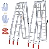 WheelX Aluminum Folding Loading Ramps, 1800 lbs Capacity Truck Ramps for Pickup Trucks Bed, Trailers Ramp with Load Straps for ATV/UTV, Motorcycles, Lawn Mowers, Golf Carts, 2Pcs, 90" L x 12" W
