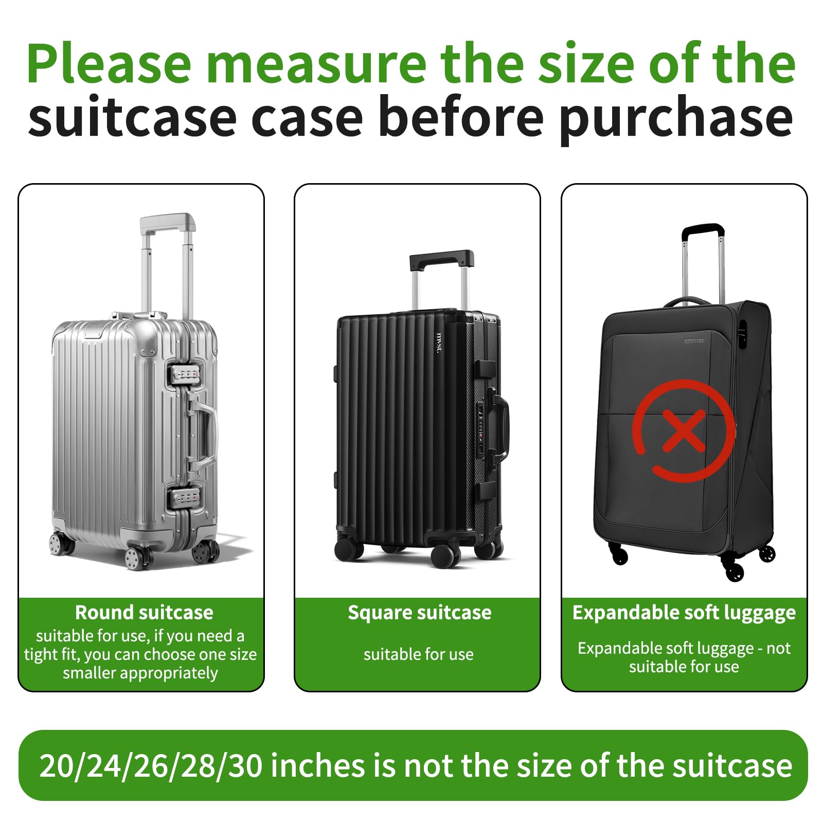 Suitcase Covers For Luggage, 28 Inch Clear PVC Luggage Covers Protector Full Thicken Transparent Waterproof Suitcase Sleeve With Large Velcro for 28