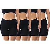 Nabtos Women's Boxer Briefs Cotton Underwear Black Anti Chafing Ladies Boy Shorts Panties 5" Inseam 4 Pack