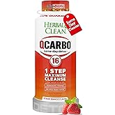 Herbal Clean Qcarbo16 Same-Day Detox Cleanse Drink (16 fl oz) - Strawberry Mango Flavor Full Body Cleanse* Detox Drink for Moderate Toxin Level*, Vitamin B2 and Vitamin B12 for Men & Women