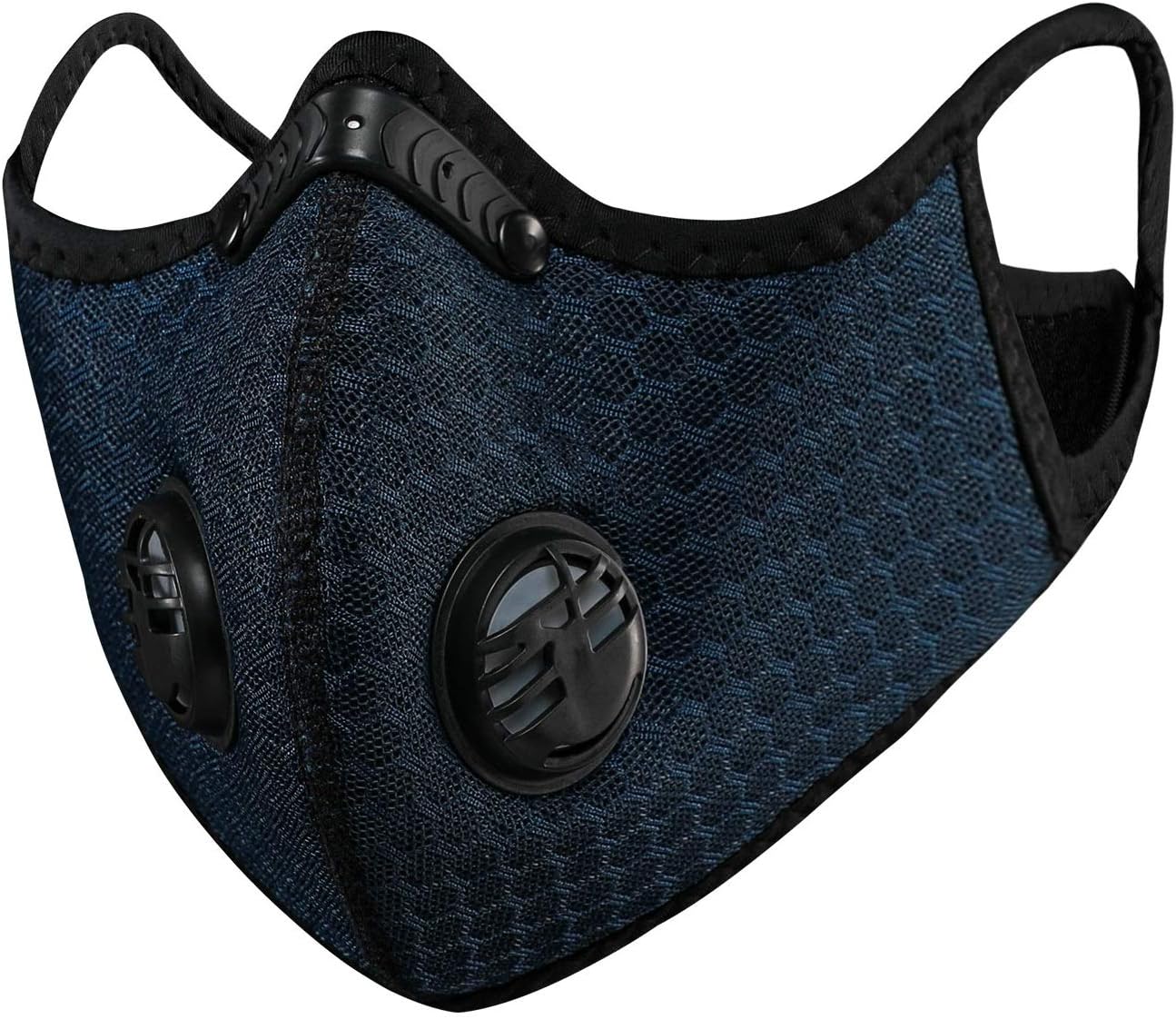 LisonTops Black Half Face Mask Reusable Activated Carbon Dustproof Respirator Safety Mask Respirator Activated Carbon Anti Cold Sports Mask Filter Bicycle Mask Mountain Bike Riding Mask (Blue)
