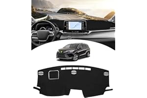 Shademax Toyota Sienna Dash Cover Mat 2021 2022 2023 2024 for Toyota Sienna Accessories Dashboard Cover Mat Pad Protector Non-Slip Backing Flannel Materials Black