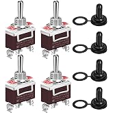 DaierTek Waterproof Momentary Toggle Switch 12V DC 20A Heavy Duty Marine SPDT Switch Rocker 3 Way (ON)-Off-(ON) 250V AC 15A with Weatherproof Boot Cap Cover for Auto Car Boat -4pcs