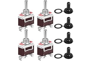DaierTek Waterproof Momentary Toggle Switch 12V DC 20A Heavy Duty Marine SPDT Switch Rocker 3 Way (ON)-Off-(ON) 250V AC 15A w