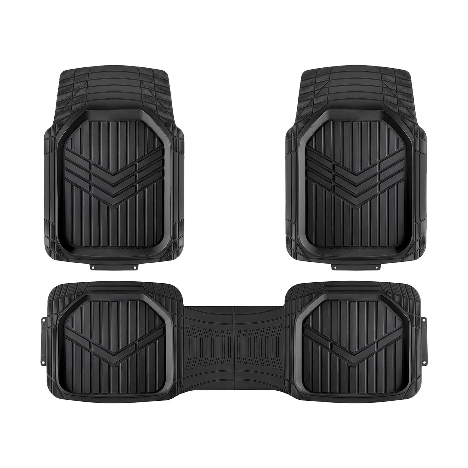 Amazon Basics 3-Piece All-Season Heavy Duty Rubber Floor Mat for Cars, SUVs and Trucks, Black