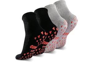 NOVAYARD Non Slip Grip Socks Cushioned Anti Skid Yoga Pilates Socks For Men Women Hospital Slipper Socks 4Pairs
