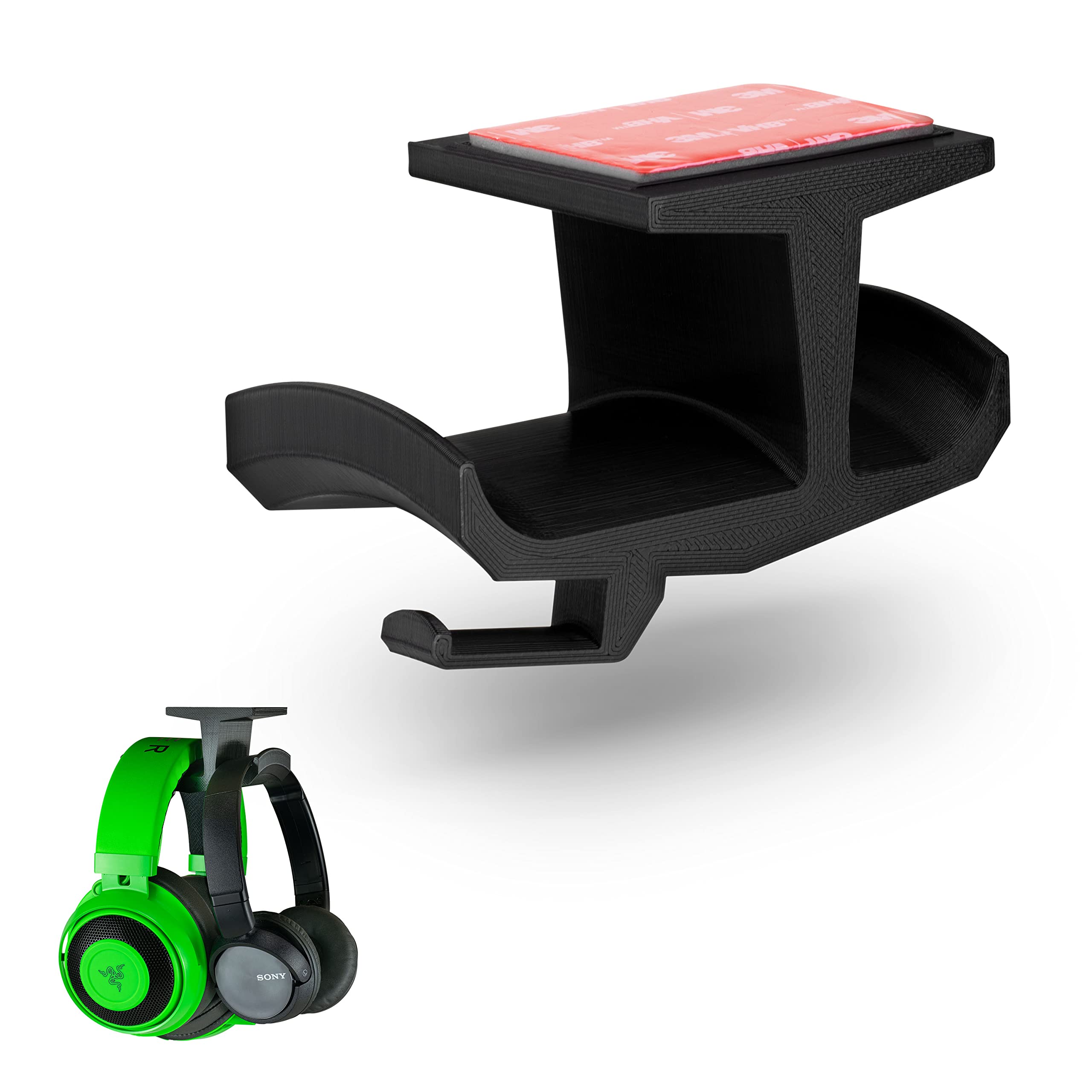 [EOL] Brainwavz UltraJ Under Desk Headphone Stand Mount Holder Hanger with Cable MGMT, for Gaming, Music, Mobile Headsets, Large Curved Bed, Suitable for Large Headphones, No Screws, Black [EOL]