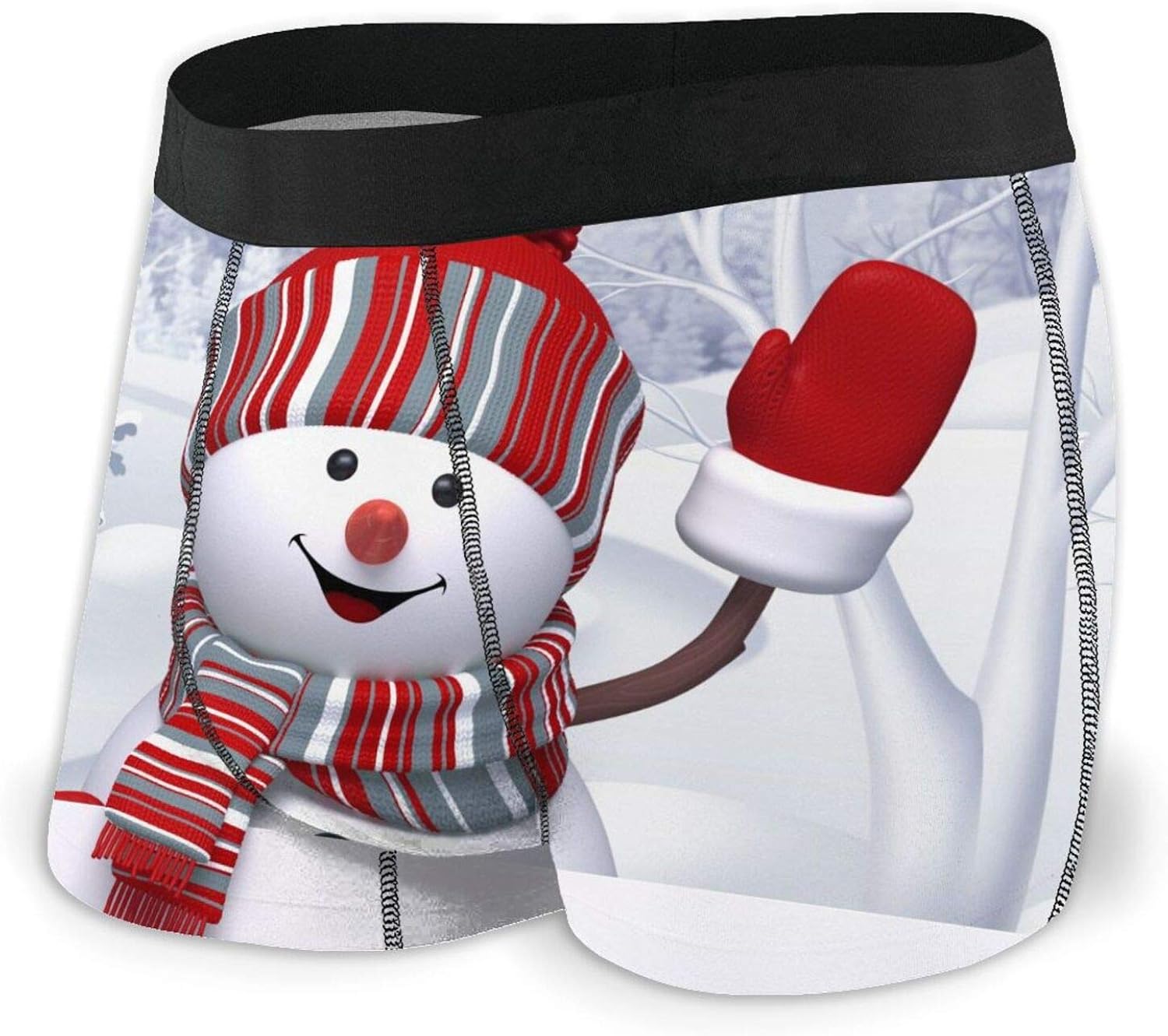 Christmas Snowman Waving Hand Men's Underwear Boxer Briefs Comfortable Short Leg Underwear SXXL