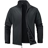 ZITY Men's Softshell Jacket Fleece Lined Lightweight Waterproof Rain Jacket Zip Up Soft Shell Windproof Windbreaker