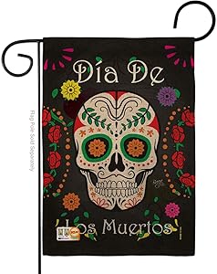 Breeze Decor Dia de Los Muertos Garden Flag Fall Day of Dead Fiesta Mexican Party Autumntime House Decoration Banner Small Yard Gift Double-Sided, Thick Burlap, Made in USA