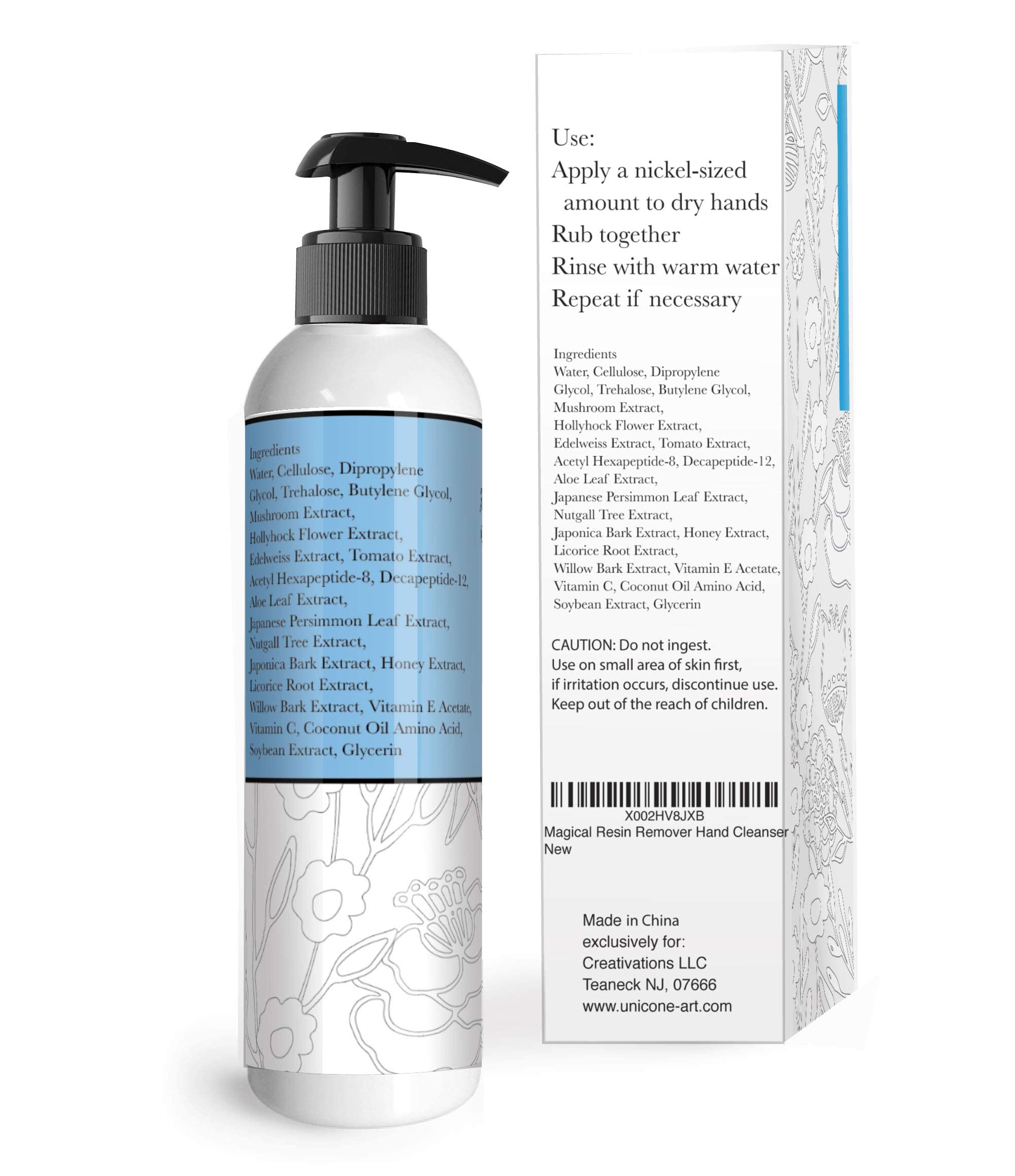 unicone art Hands Resin Remover Gel - All Natural Epoxy Resin Cleaner - Magical Cleanser for Artists - Epoxy Remover - Glue, Silicone, Paint & Glitter Soap- For Soft and Moisturized Skin (8oz)