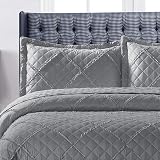 B&B Quilted Bedspread Throw Super King Grey 270x250 cm 3pc Set view 2