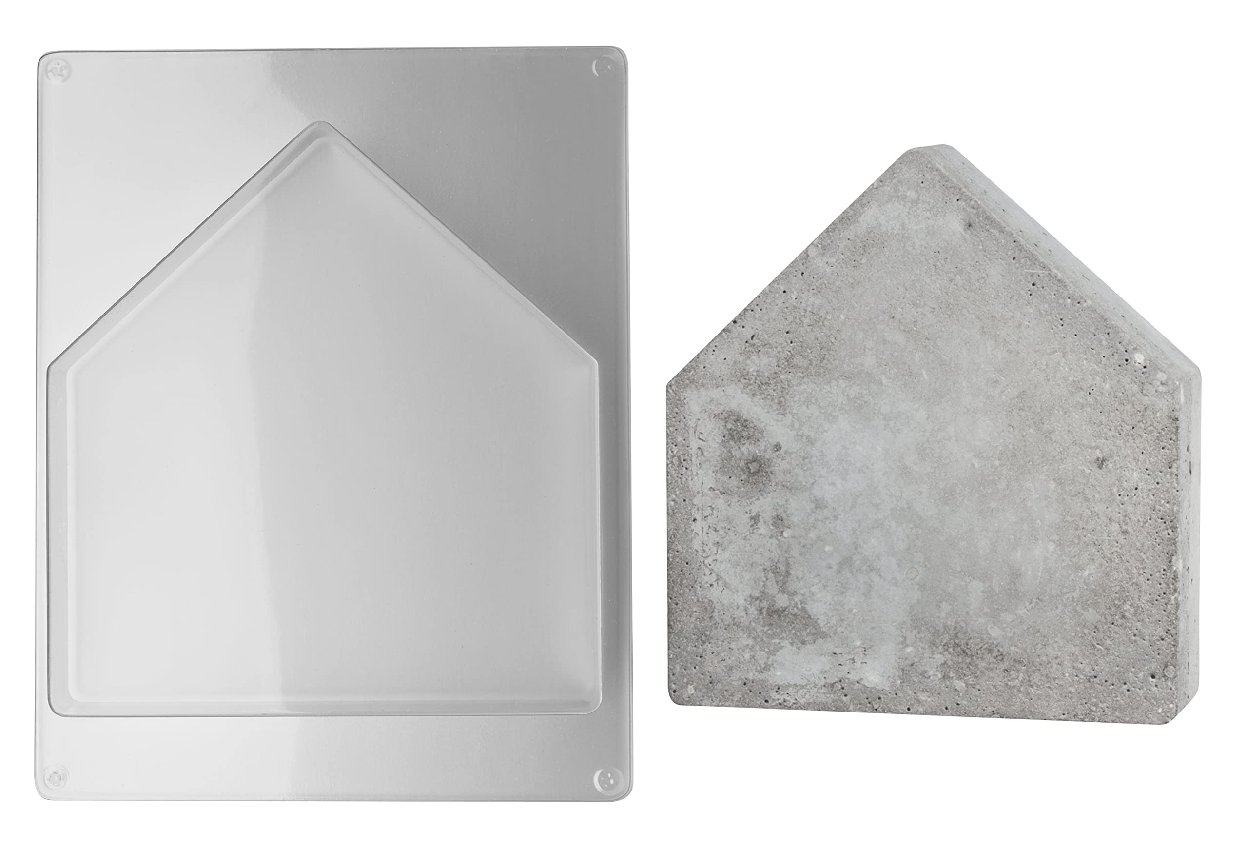 Rayher House-Shaped Casting Mould for Concrete Crafts, Mould with House Design for Plaster of Paris, Plastic House Shape for Moulding, 16.5x17.5cm, 36060000