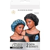 Evolve 2-Pack Satin Bonnets Blue Leopard/Black | Premium satin bonnets, breathable material