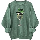 St Patricks Day Sweatshirt Women Casual Long Sleeve Saint Patricks Shirt Crew Neck Shamrock Graphic Irish Pullover