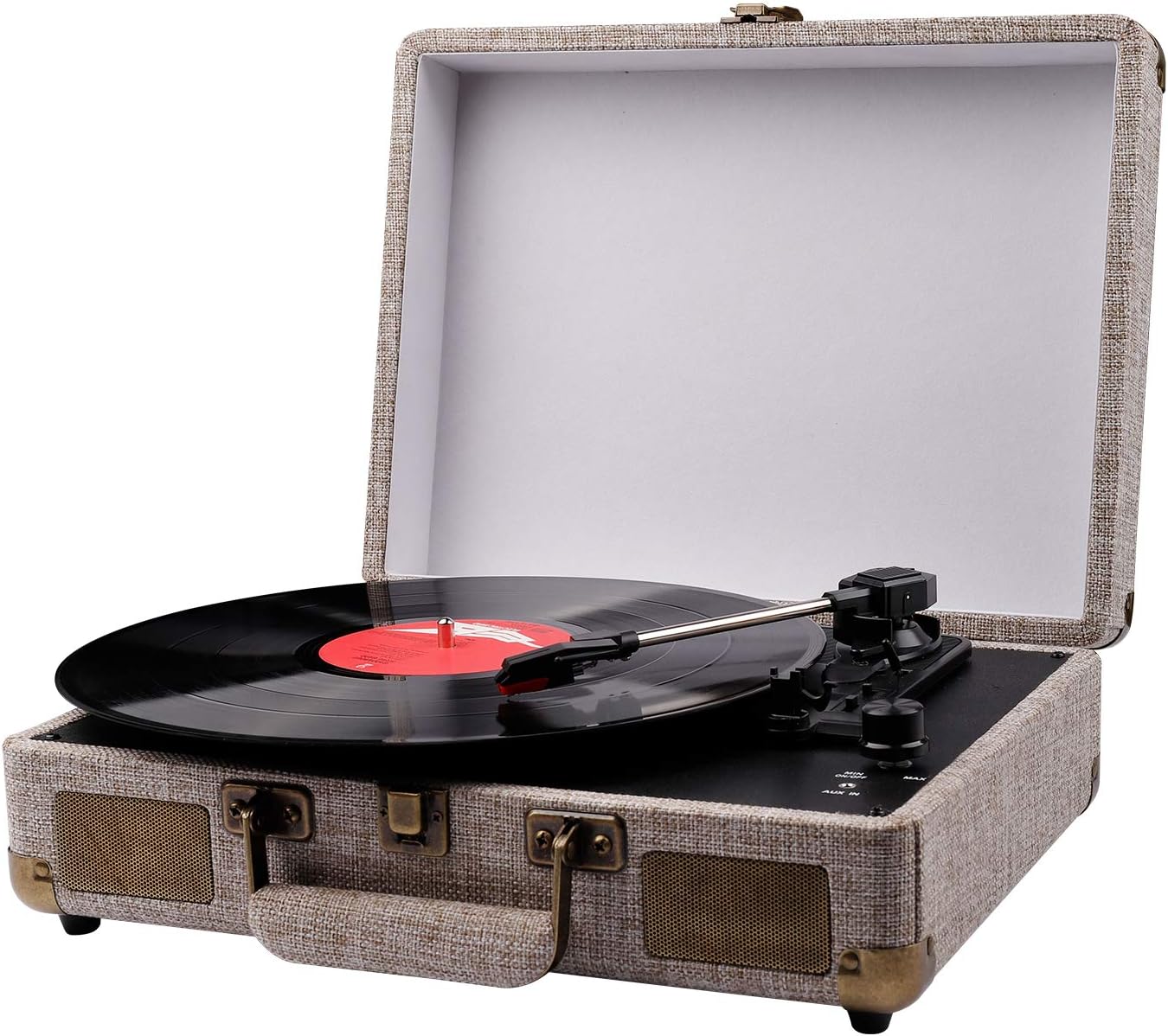 Vinyl Record Player, Portable Suitcase Turntables for Vinyl Records, Belt-Drive 3-Speed Vintage Lp Record Player