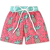 HIHA Toddler Baby Boy Swim Trunks Cartoon Pattern Hawaiian Beach Shorts Board Shorts Swimwear