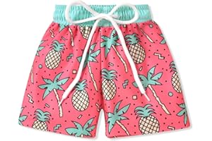 HIHA Toddler Baby Boy Swim Trunks Cartoon Pattern Hawaiian Beach Shorts Board Shorts Swimwear