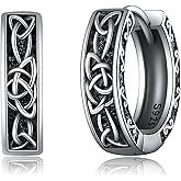 SHEAISRS Celtic Knot Hoop Earrings 925 Sterling Silver Men Hoop Earrings Small Vintage Irish Earrings for Men Women