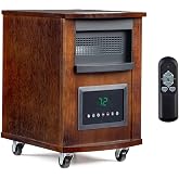 ROVSUN Electric Space Heater with Remote Control, 1500W Portable Quartz Infrared Heaters with Wheels, 12H Timer, 3 Heating Modes, Tip-Over &amp; Overheat Protection, for Indoor Use, Basement, Large Room
