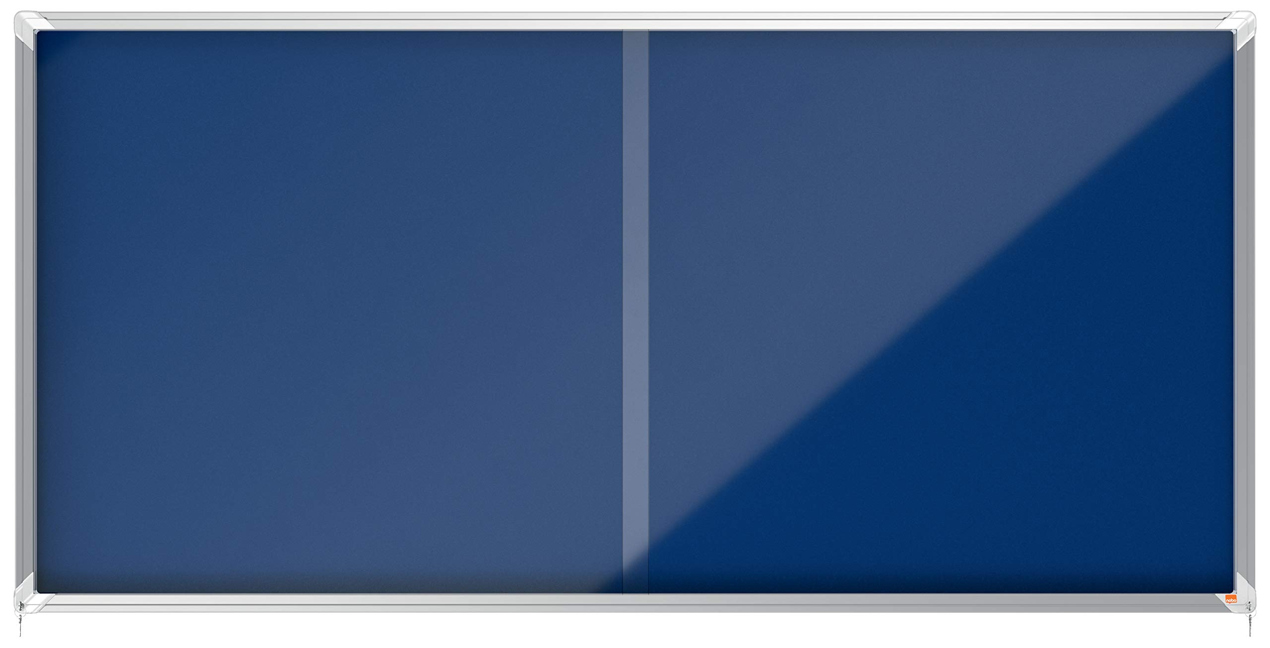 Nobo Felt Lockable Notice Board With Sliding Glass Door, 27 x A4, Premium Plus, Blue, 1915335