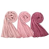 Febfim 3PCS Muslim Women Soft Modal Cotton Premium Jersey Hijab Scarf Wrap Turban