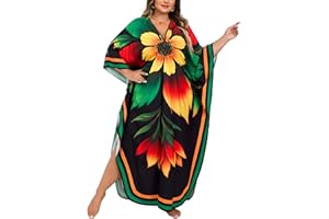 KEYLORTING Kaftan Dress for Women - Plus Size Caftan Maxi Beach Dress Moo Moos Loungewear, Swimsuit Cover Up for Beach, Pool or Vacation