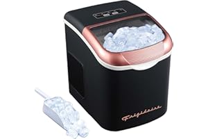 FRIGIDAIRE Retro Compact Ice Maker Machine, Bullet Ice, 26 lb per Day (BlackRoseGold)