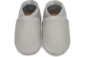 Aijoviko Genuine Leather Baby Booties Soft Sole Toddler Walking Shoes Flexible&Breathable Baby Slippers for First Walkers Boys Girls