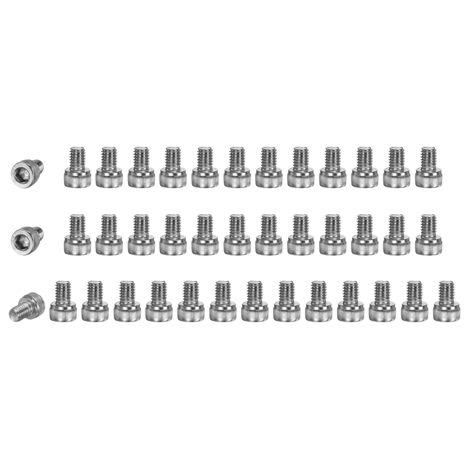 M METERXITY 40-Pack Socket Head Cap Screws Bolts M6x8mm 1mm Pitch Button Head Socket Screws 304 Stainless Steel Hex Socket Bolts [Silver]