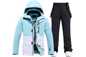 GS SNOWING Women's Ski Jackets and Bib Pants Set Windproof Waterproof Insulated Snowsuit