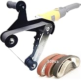 Belt Sander Adapter for Angle Grinder,Pipe Tube Polishing Sanding Attachment, US 5/8-11 Thread,Professional Polishing Tool for Rust Removal,Metal Working,Woodworking(30Pcs Sanding Belts).