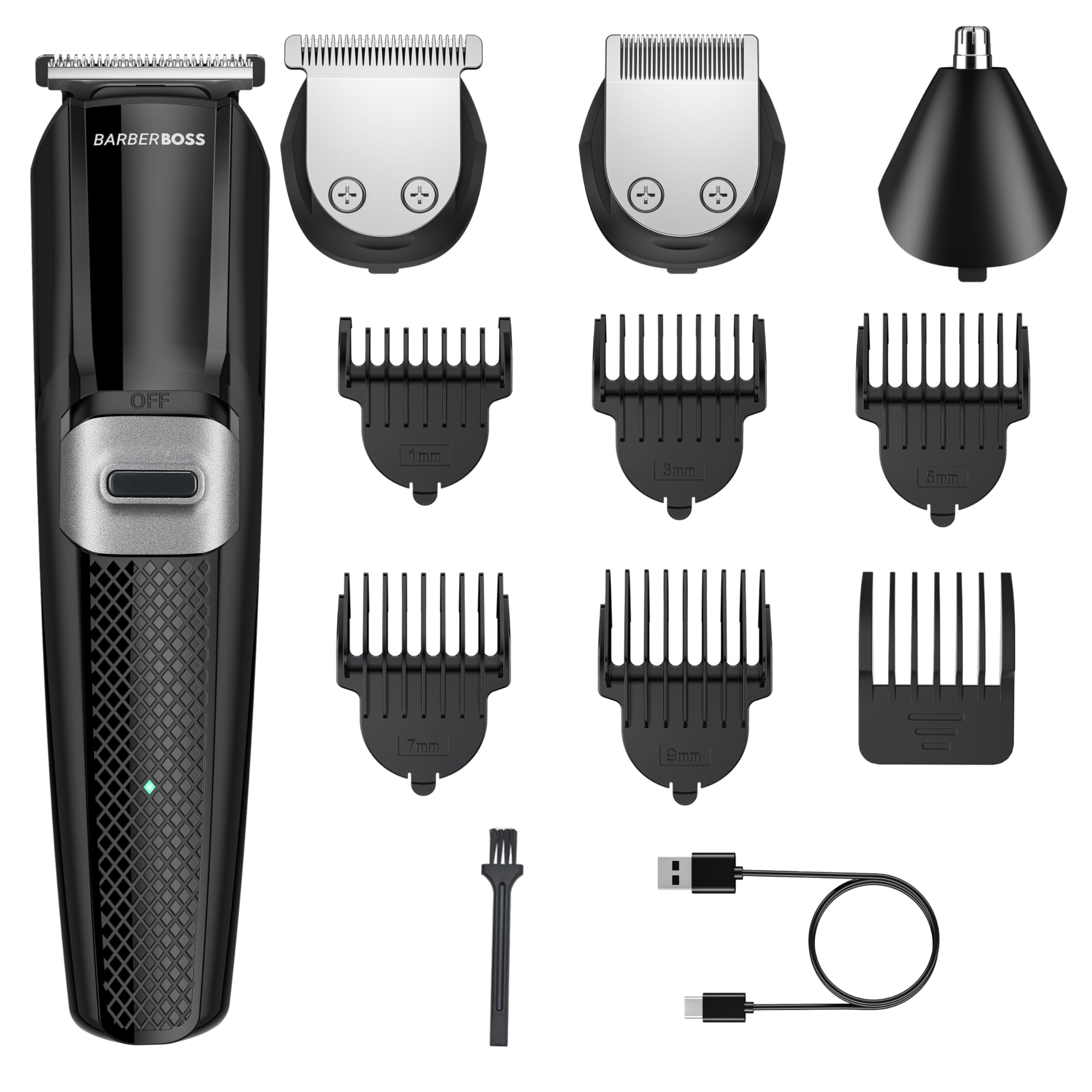 BarberBoss 3-in-1 Men's Grooming Kit, Hair Clippers Men, Hair and Body Trimmer, Nose Hair Groo,er for Men, Beard Trimmer, Cordless Clippers for Men's Haircut