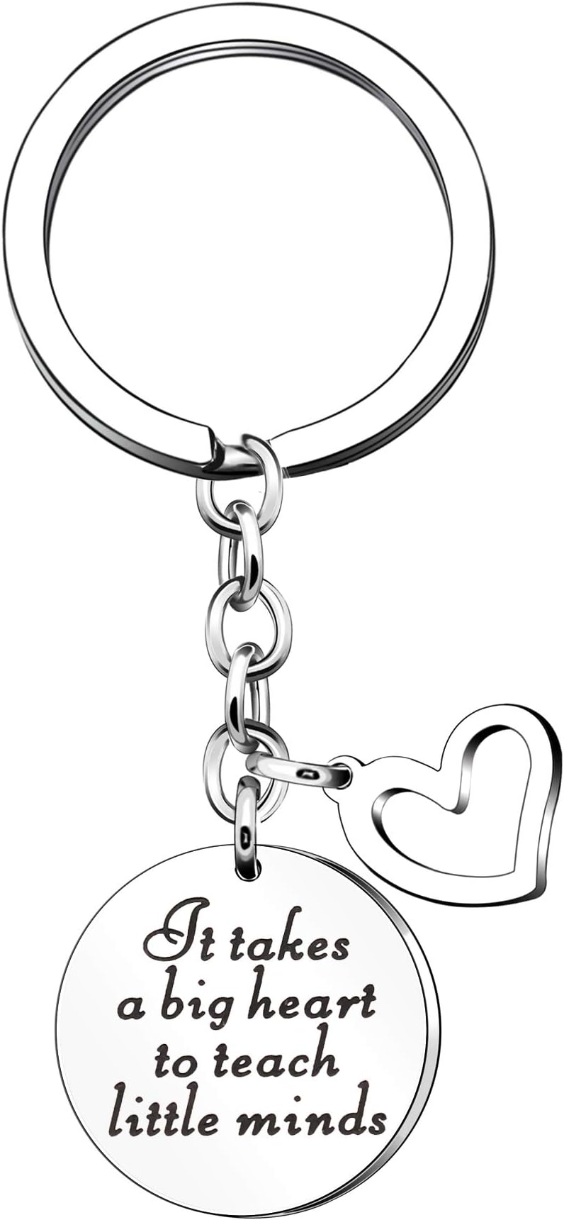 Thank You Teacher Keychain Keyrings for Men Women Engraved A Great Teacher is Hard to Find and Impossible to Forget Stainless Steel Silver (Style D)