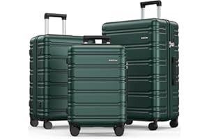 BEOW Luggage Sets 3 Piece Hardside Expandable Suitcase Set with Spinner Wheels Durable Lightweight Luggage with TSA Lock (ArmyGreen, 20in/24in/28in)