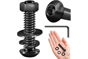 (20Sets) 1/4-20 Bolt x 1" Button Head Socket Cap Bolts Screws, Black Oxide 304 Stainless Steel Nuts and Bolts, 18-8 Allen Screws, Nuts and Bolts Assortment Kit, Fully Threaded Hex Spanner by Mywish