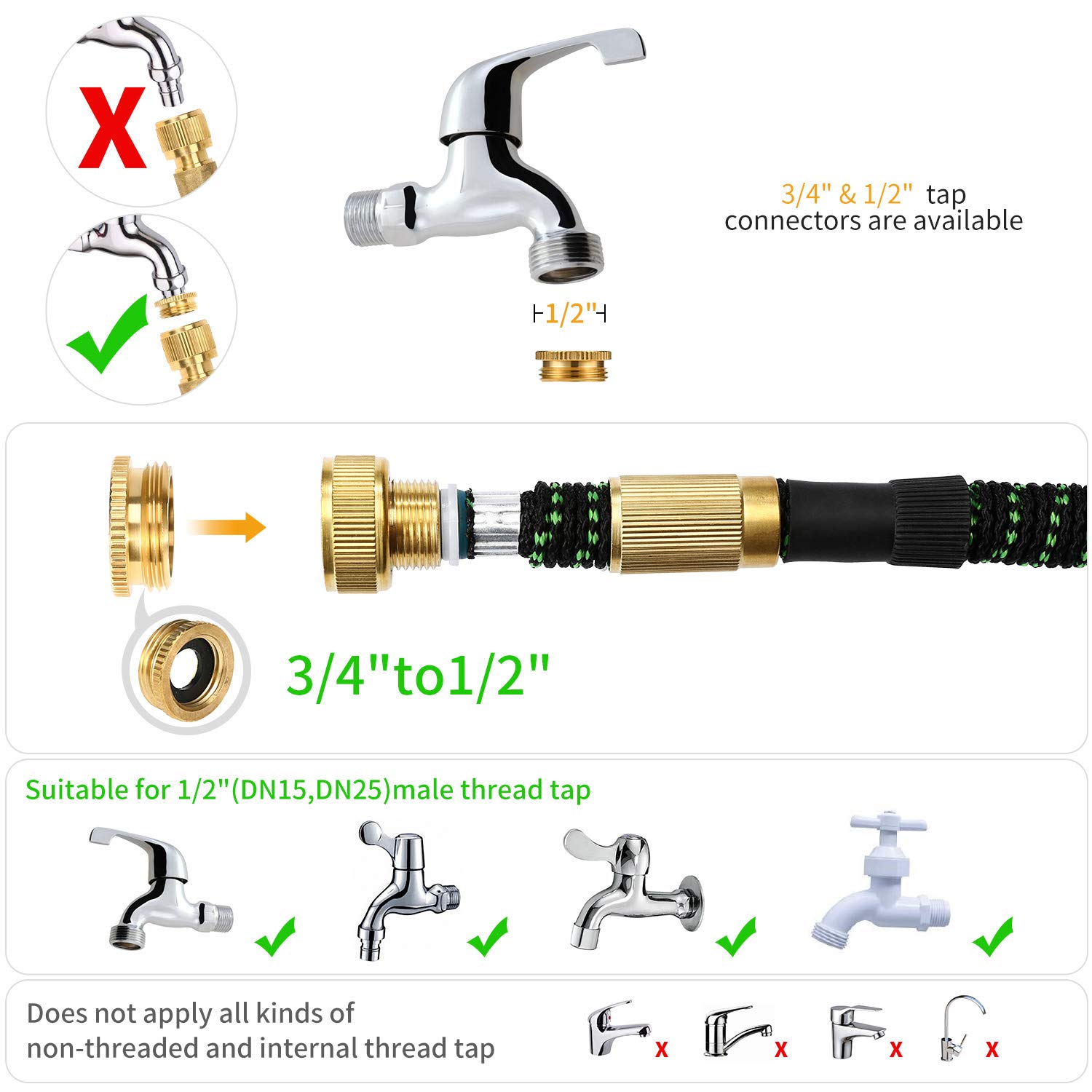 Uverbon Gartenschlauch Ausziehbar 30M/ 100FT Wasserschlauch mit Massivem Messing Steckverbinder, Triple Latex Core 9-Pattern Sprühdüse, Starke und Flexible Schlauch für Garten, Rasen
