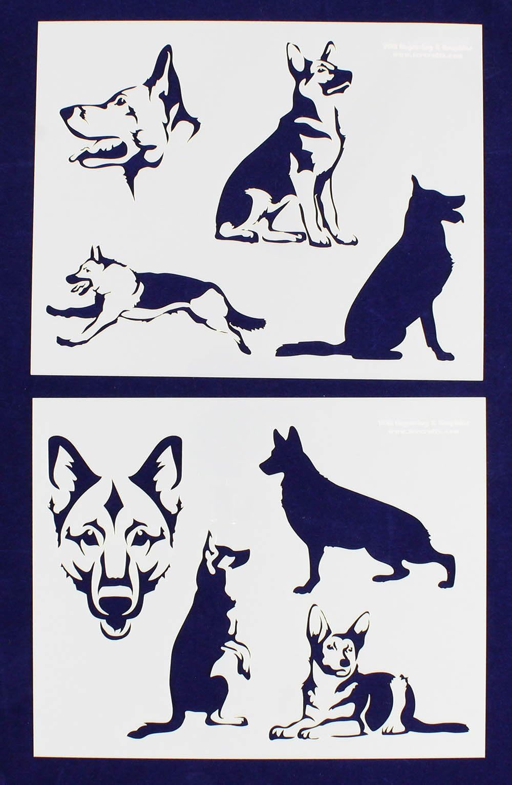 German Shepherd Dog Stencils - 2 Piece Set - 8 X 10 Inches