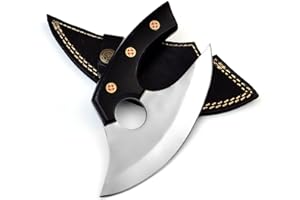 Multipurpose Alaskan Ulu Knife, Vegetable Chopper and Herb/Meat Mincer, Sharp Slicer D2 Steel Blade, Mezzaluna Pizza Cutter G