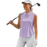 PINSPARK Women Golf Shirts Sleeveless UPF 50+ Tennis Polo V-Neck Quick Dry Athletic T Shirt 1/4 Zip Collar Workout Tank Top
