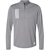 adidas - Mens A482 3-Stripes Double Knit Quarter-Zip Pullover
