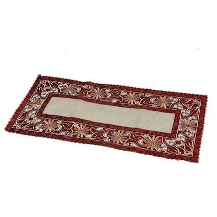 Kuber Industries Embroidered Cotton Table Runner - Maroon