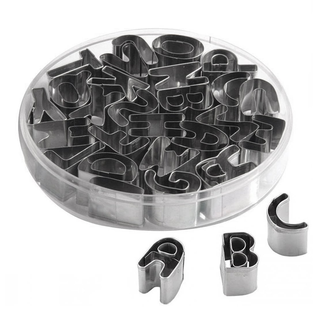 Sourcingmap A to Z 26pcs Stainless Steel Alphabet Letters Biscuit Cookies Cutters Molds Mini Shaped Mould Decorating Tool