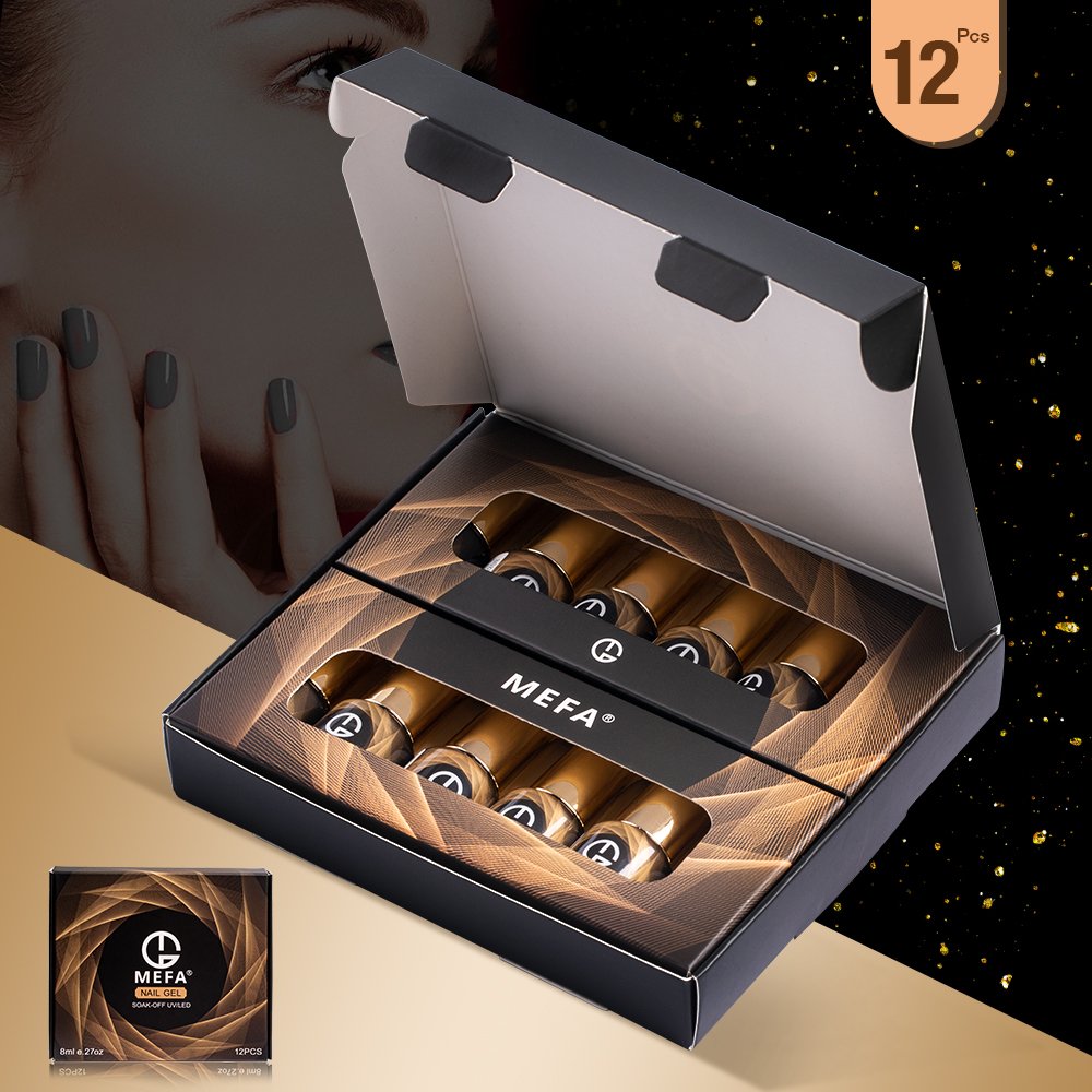 Gel Nail Polish Set - 12 Pcs 8ml Each Gel Nail with Gift Box, Soak Off Nail Art Manicure Varnish Set, Require LED UV Nail Dryer Lamp